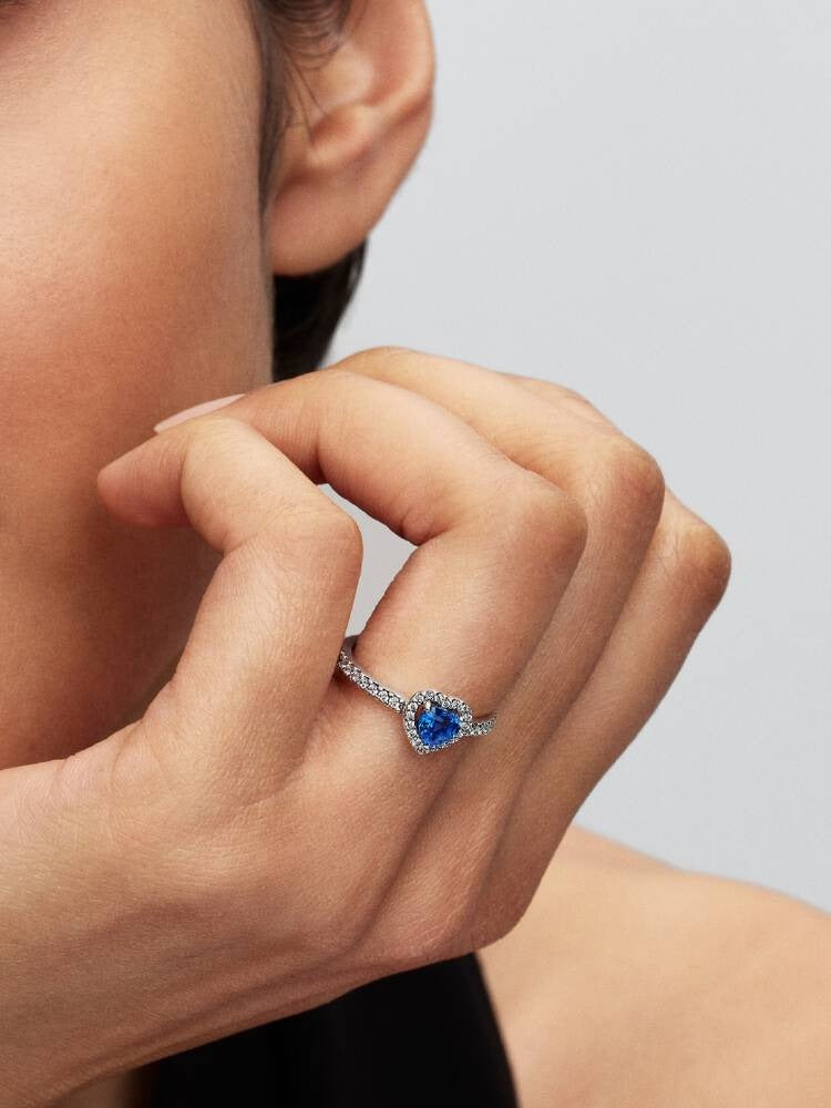 Elevated Heart Ring, Princess Blue - Sterling Silver - 198421C09