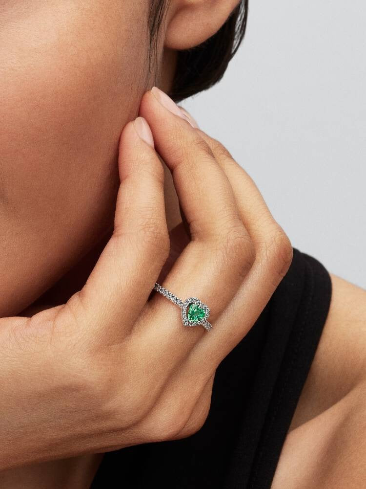 Elevated Heart Ring, Mint Green - Sterling Silver - 198421C08