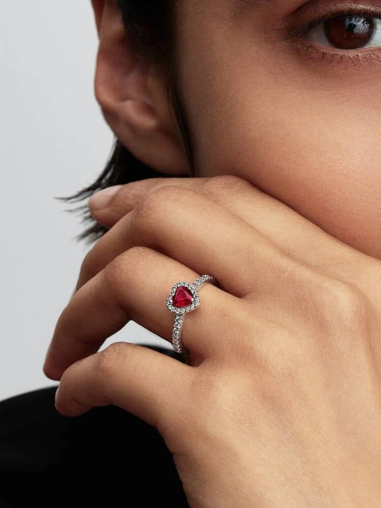 Elevated Heart Ring, Fuchsia Rose - Sterling Silver - 198421C13