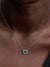 Rectangular Sparkling Green Halo Pendant Necklace - Sterling Silver - 394503C01-45