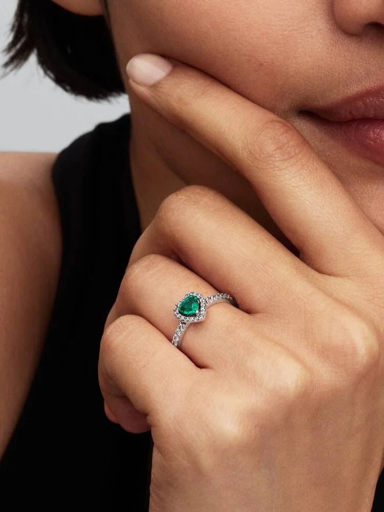 Elevated Heart Ring, Royal Green - Sterling Silver - 198421C07