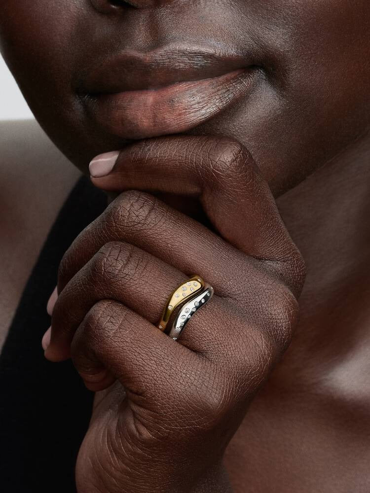 Splittable Cubic Zirconia Ring - Silver/14ct Gold Plating