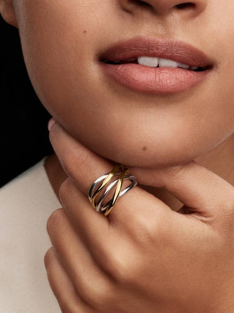 Two-Tone Entwined Band Ring - Sterling Silver/14ct Gold Plating