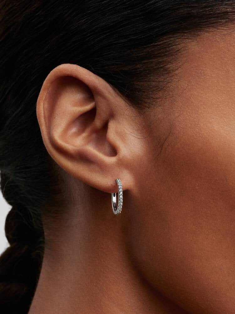 Sparkling Mini Hoop Earrings - Sterling Silver