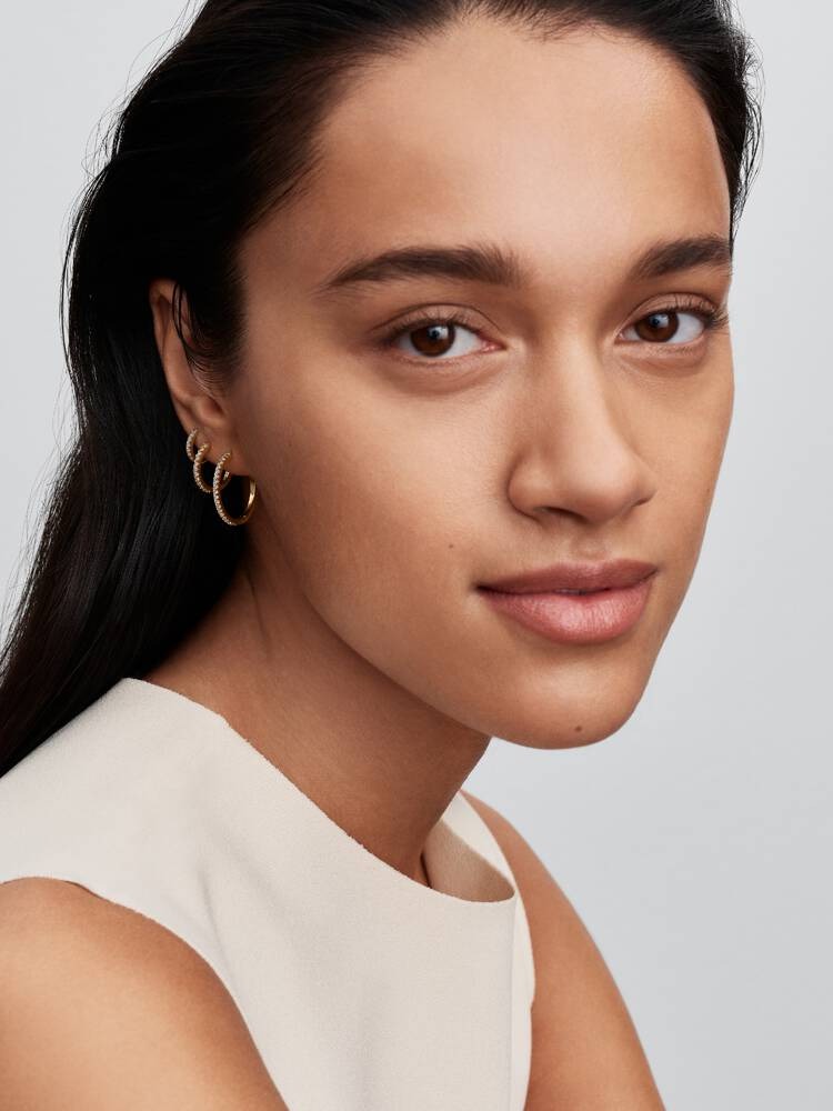 Sparkling Mini Hoop Earrings - 14ct Gold Plating