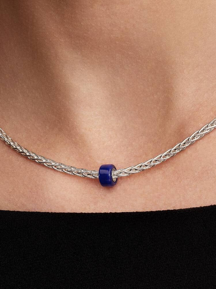 Blue Murano Glass Mini Charm - Sterling Silver