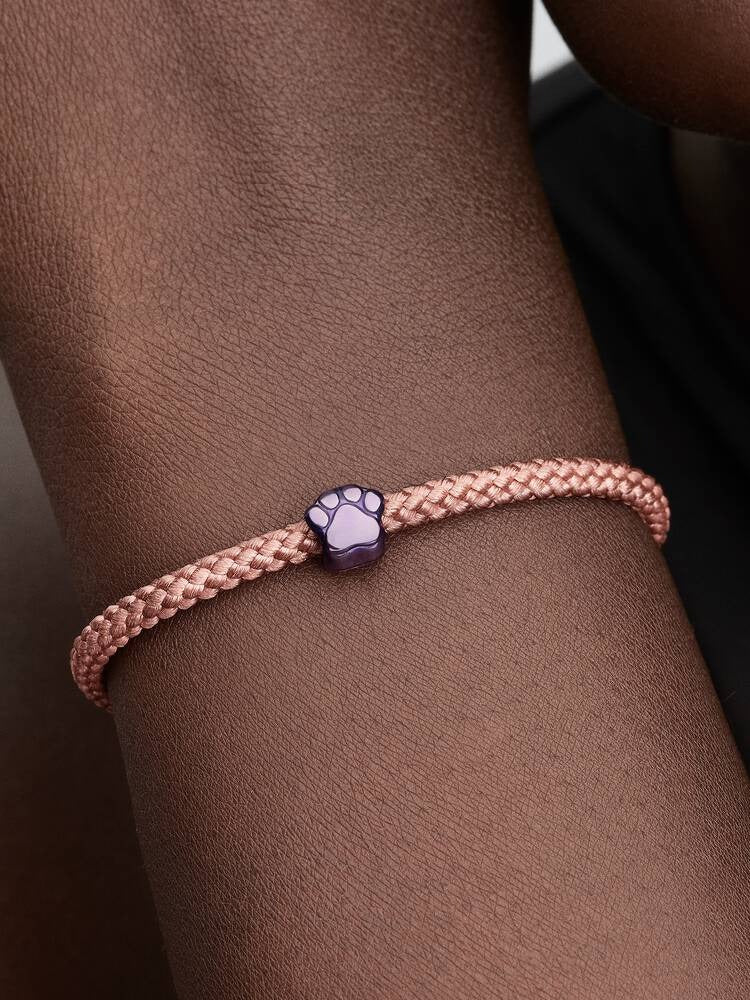 Purple Paw Mini Charm - Sterling Silver