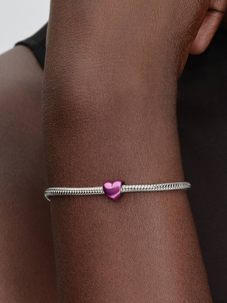 Pink Heart Mini Charm - Sterling Silver