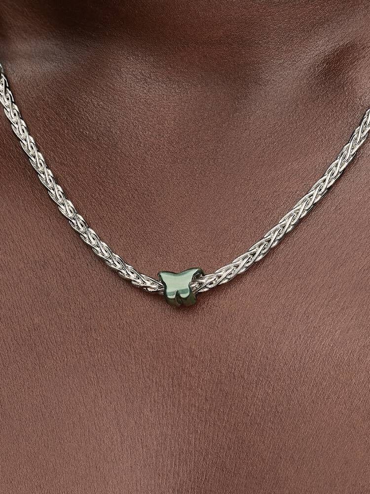 Green Butterfly Mini Charm - Sterling Silver