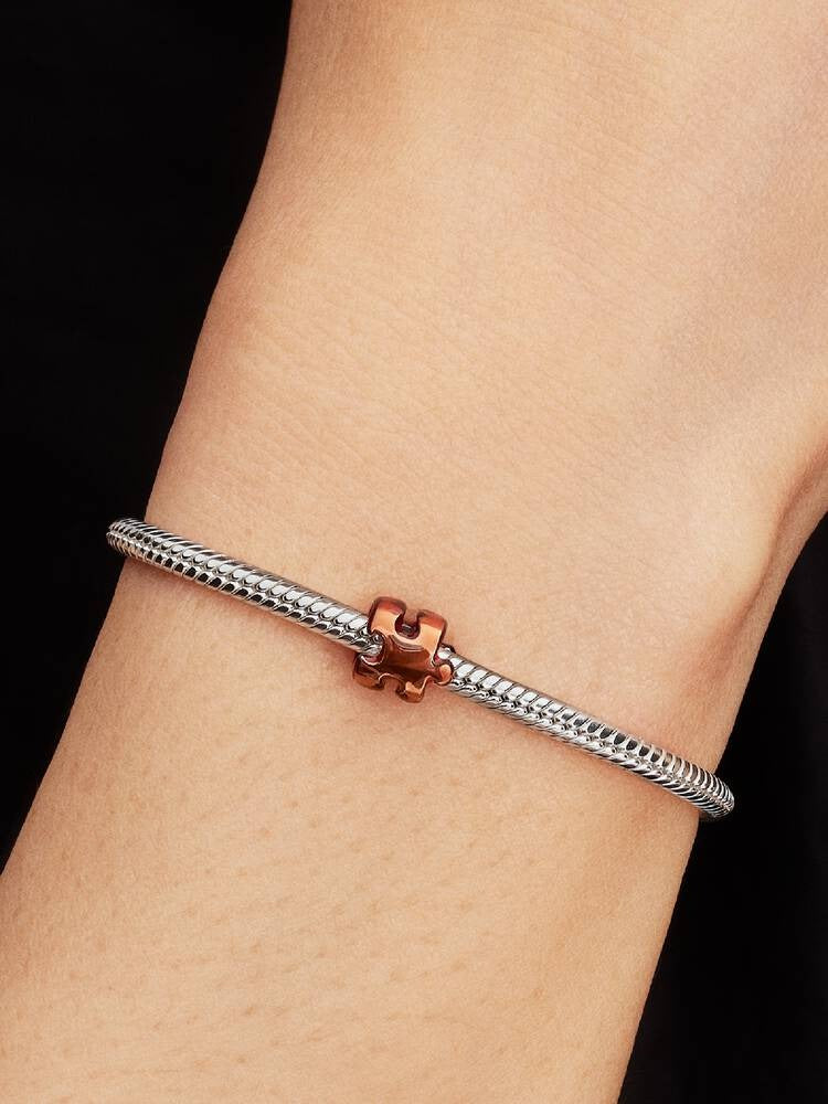 Orange Puzzle Piece Mini Charm - Sterling Silver