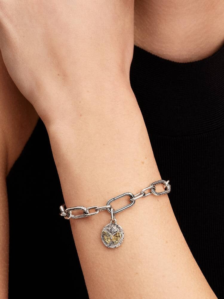 Butterfly Medallion Charm - Sterling Silver/14ct Gold Plating
