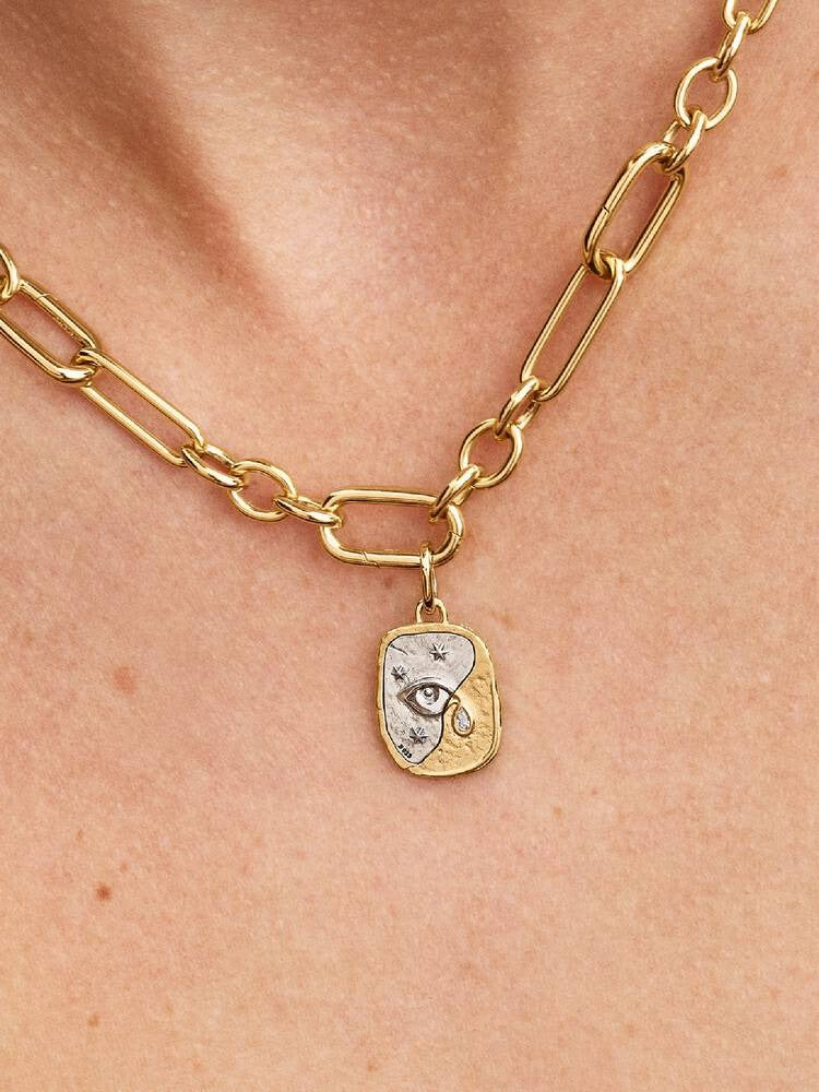 Eye Medallion Charm - Sterling Silver/14ct Gold Plating