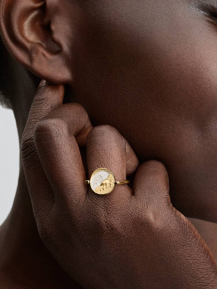 Pegasus Reversible Medallion Ring - 14ct Gold Plating
