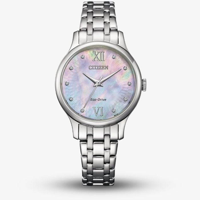 Citizen Ladies' Round Diamond Dot Dial Bracelet Watch - EM0891-58N