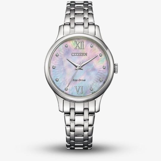 Citizen Ladies' Round Diamond Dot Dial Bracelet Watch - EM0891-58N