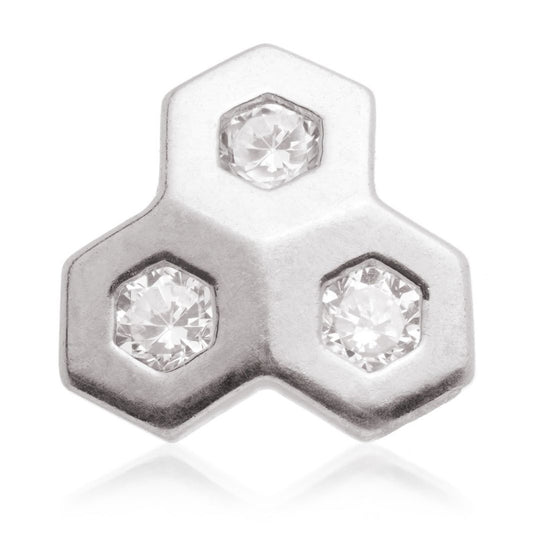 Internal Honeycomb Gem Attachment - 14ct White Gold - TLQ133-14K-W