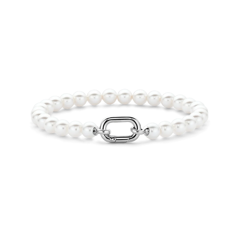 Pearl Bracelet with Chain - Silver