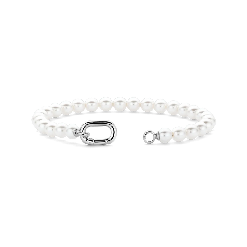 Pearl Bracelet with Chain - Silver