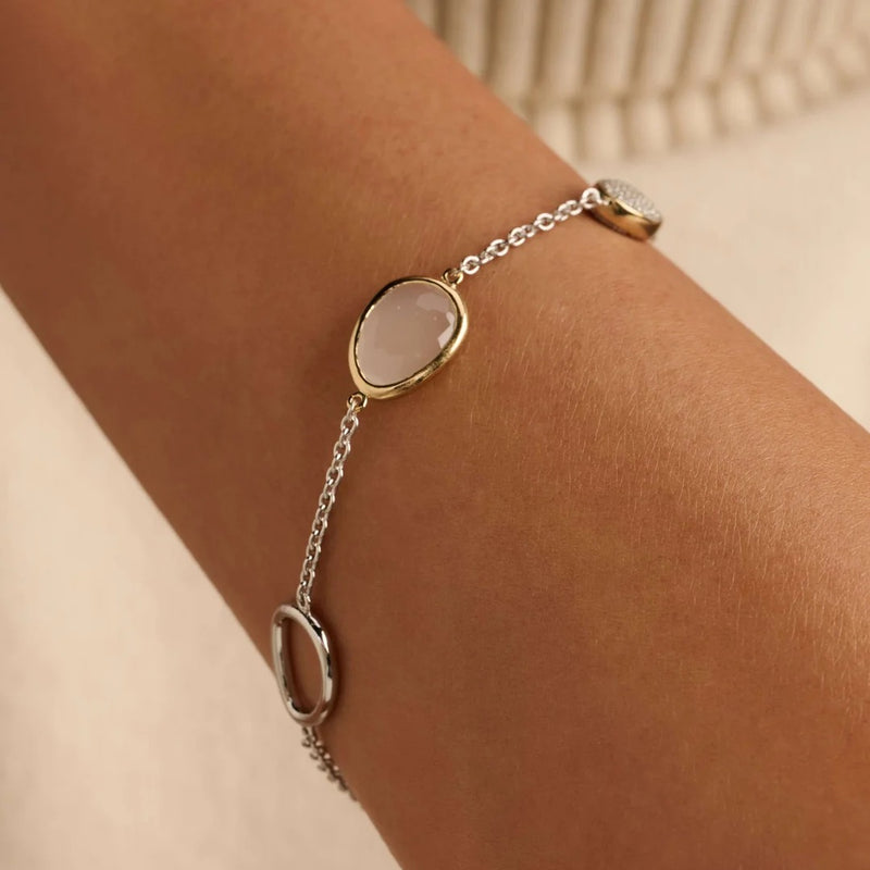 Bracelet with stones and zirconia - Silver/Gold