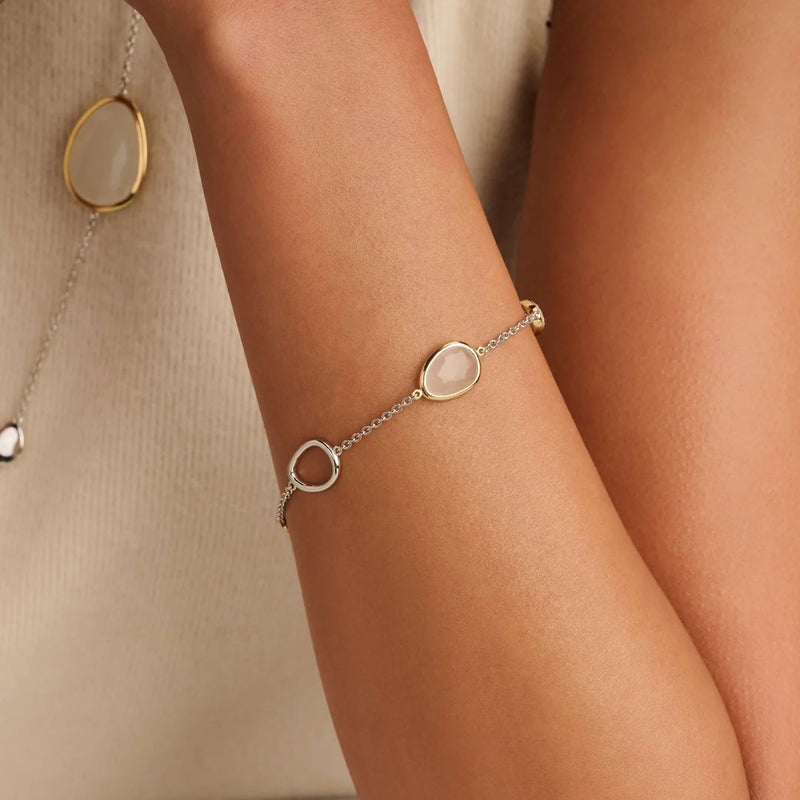 Bracelet with stones and zirconia - Silver/Gold