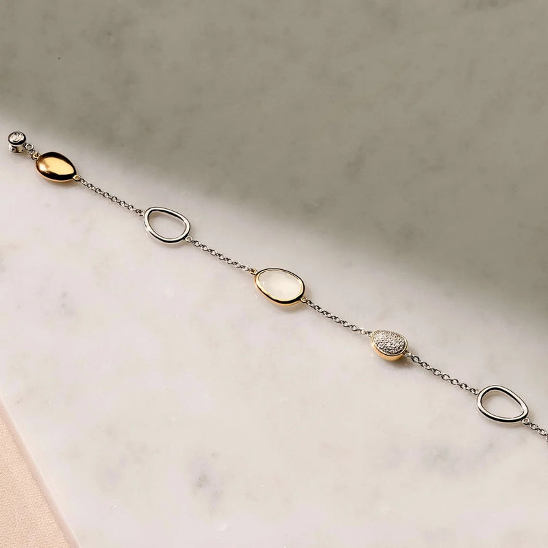 Bracelet with stones and zirconia - Silver/Gold