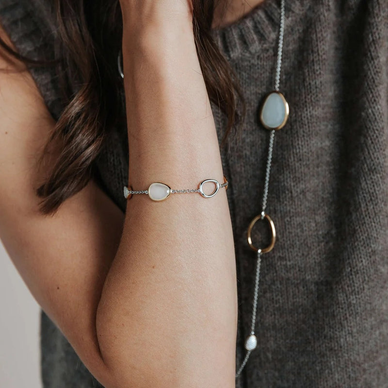 Bracelet with stones and zirconia - Silver/Gold