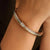 Contrast Tricolor Zirconia Bangle - Silver/Gold/Rose