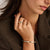 Contrast Tricolor Zirconia Bangle - Silver/Gold/Rose