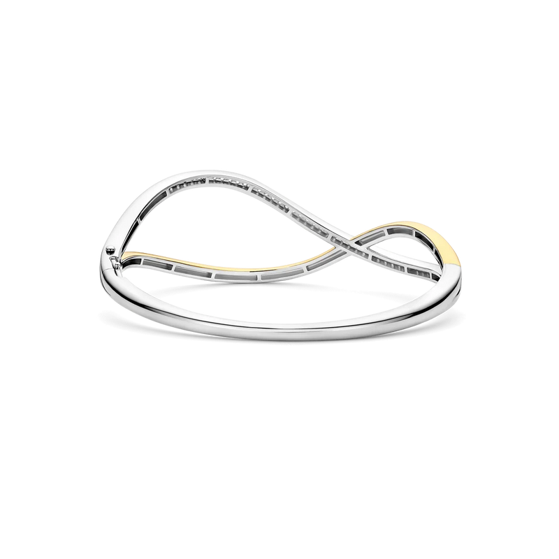 Organic Open Zirconia Bangle - Silver/Gold