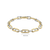 Chunky Open Link Bracelet with Round Zirconia - Silver/Gold