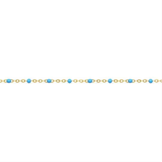 14ct Yellow Gold Filled Flat Cable Chain with Blue Beads