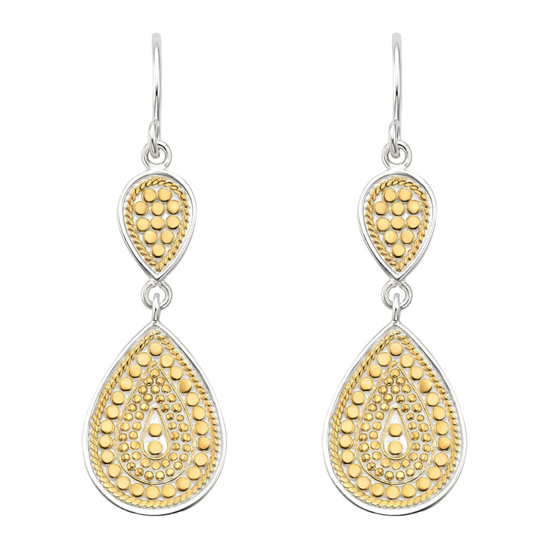 Double Disc Drop Earrings - Gold - 2410E-TWT
