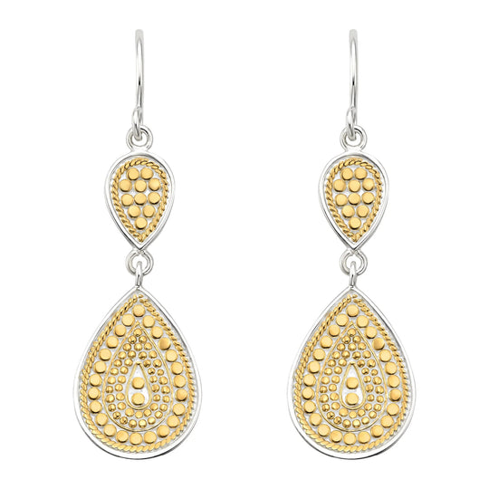 Double Disc Drop Earrings - Gold - 2410E-TWT
