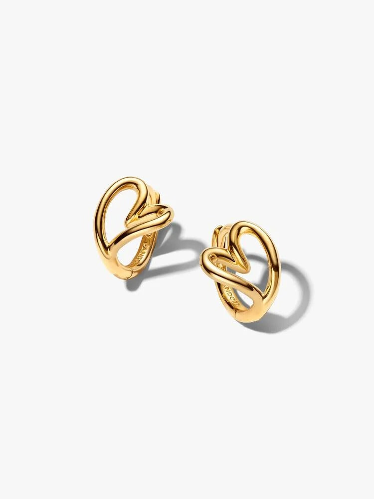 Organically Shaped Heart Small Hoop Earrings - 14ct Gold Plated - 264359C00