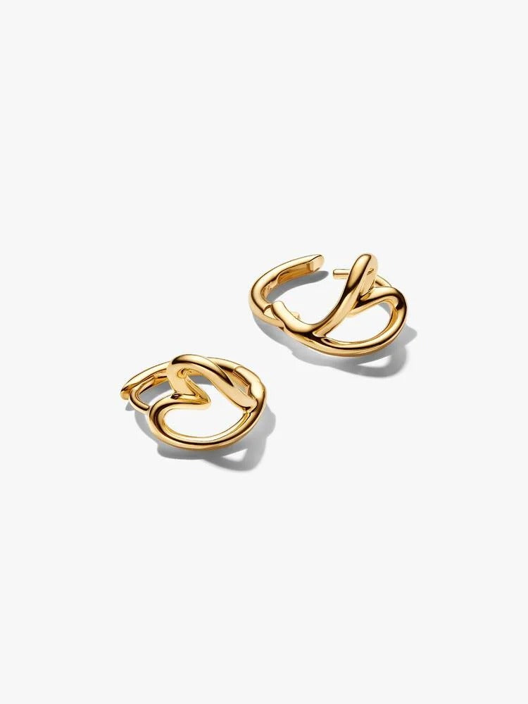Organically Shaped Heart Small Hoop Earrings - 14ct Gold Plated - 264359C00