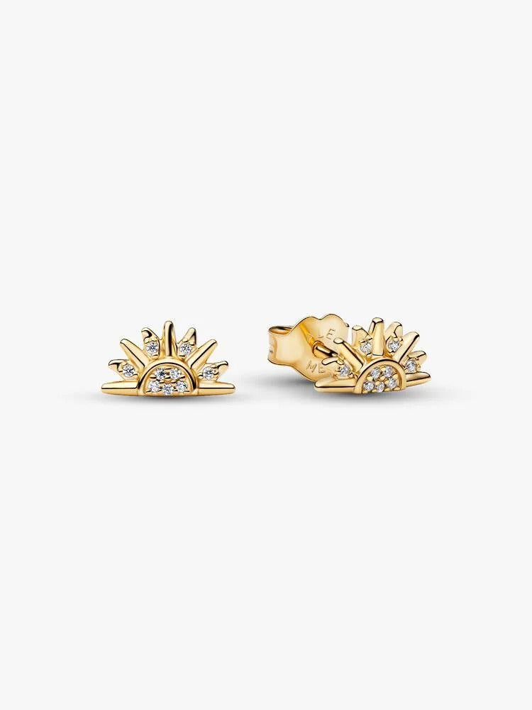 Celestial Sparkling Sun Stud Earrings - 14ct Gold Plating