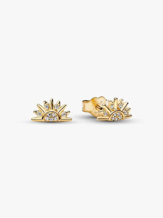 Celestial Sparkling Sun Stud Earrings - 14ct Gold Plating