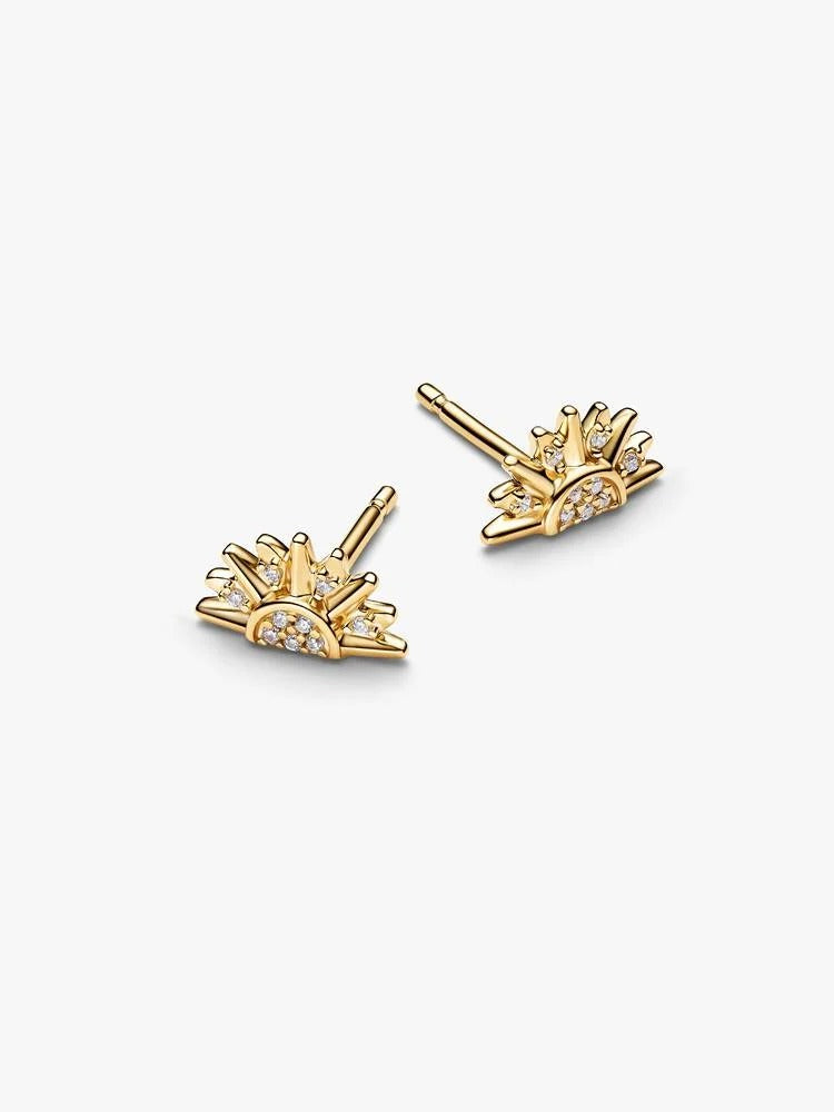 Celestial Sparkling Sun Stud Earrings - 14ct Gold Plating