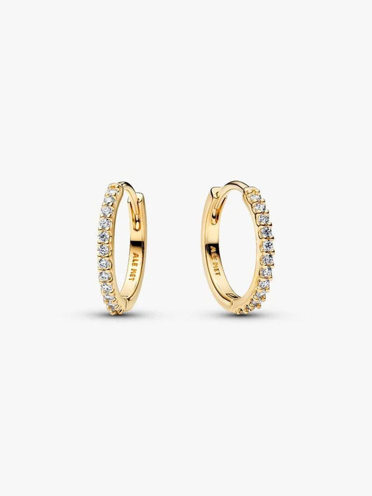 Sparkling Mini Hoop Earrings - 14ct Gold Plating