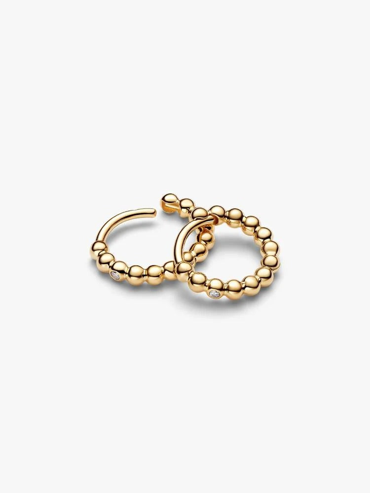 Beaded Huggie Hoop Earrings - 14ct Gold Plated - 264823C01