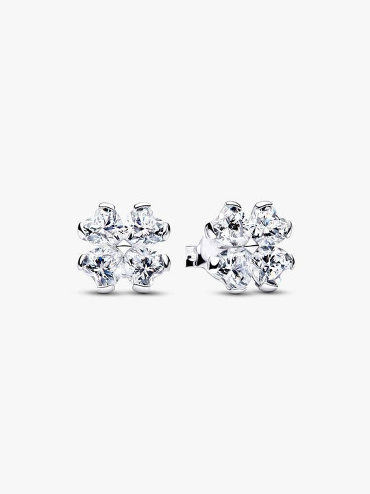 Sparkling Lucky Clover Stud Earrings - Sterling Silver - 294500C01