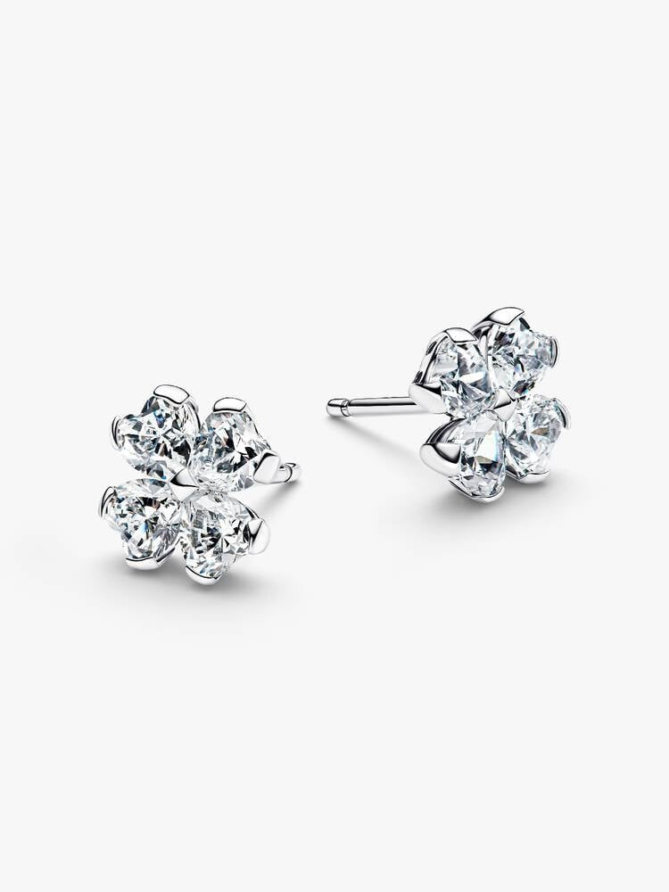 Sparkling Lucky Clover Stud Earrings - Sterling Silver - 294500C01