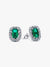 Sparkling Rectangular Stud Earrings, Royal Green - Sterling Silver - 294501C01