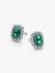 Sparkling Rectangular Stud Earrings, Royal Green - Sterling Silver - 294501C01