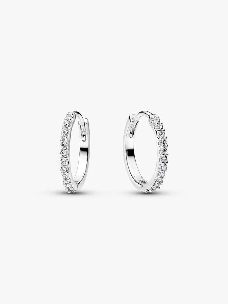 Sparkling Mini Hoop Earrings - Sterling Silver