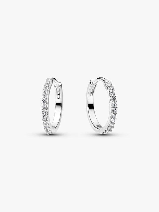 Sparkling Mini Hoop Earrings - Sterling Silver