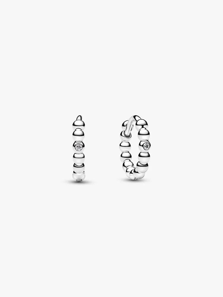 Beaded Huggie Hoop Earrings - Silver - 294823C01