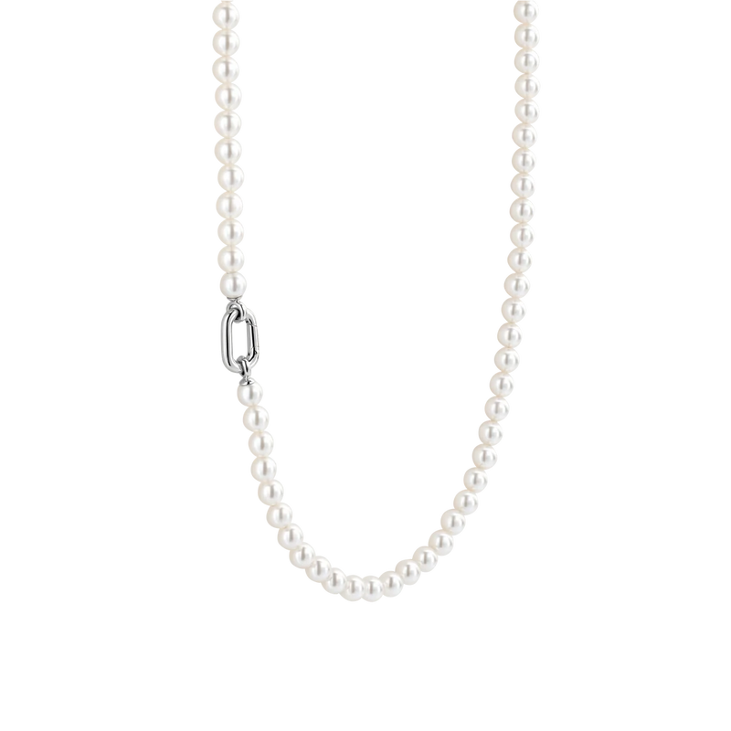 Pearl Necklace with chain - Silver