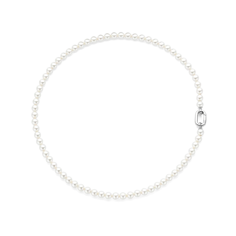 Pearl Necklace with chain - Silver