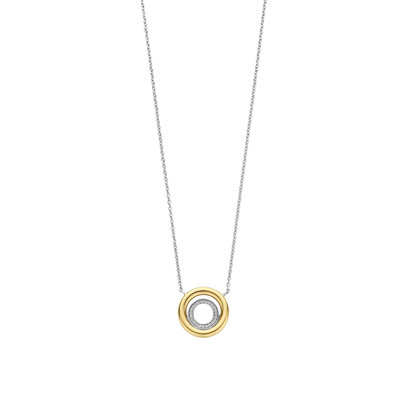 Milano Circle Pendant Necklace - Silver/Gold - 34105ZY/42